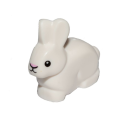 Lego NEW - Bunny / Rabbit with Black Eyes and Mouth and Bright Pink Nose Pattern~ [White]