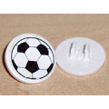 Lego Used - Road Sign 2 x 2 Round with Clip with Soccer Ball / Football Pattern (Sticker) ~ [White]