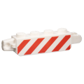 Lego Used - Hinge Brick 1 x 4 Locking 9 Teeth with Red and White Danger Stripes Pattern on~ [White]