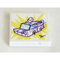 Lego Used - Tile 2 x 2 with Groove with Lavender Car (Olivia's Mission Vehicle) on Yellow ~ [White]