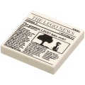 Lego Used - Tile 2 x 2 with Newspaper 'THE LEGO NEWS' 'volume 3' and 'The greatest LEGO he~ [White]