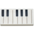 Lego NEW - Tile 1 x 2 with Groove with Black and White Piano Keys Pattern~ [White]