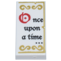 Lego NEW - Tile 1 x 2 with Black and Red 'Once upon a time...' and Gold Decorations Patter~ [White]