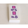 Lego Used - Tile 1 x 2 with Dark Pink Rectangles Dark Purple Price Chart with '=6' and '=8~ [White]