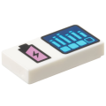 Lego NEW - Tile 1 x 2 with Black and Metallic Pink Battery Charge and Dark Blue Screen wit~ [White]