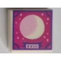 Lego NEW - Tile 1 x 1 with Groove with Crescent Moon Roman Numerals 'XVIII' and Scrapbook~ [White]
