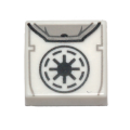 Lego NEW - Tile 1 x 1 with Black SW Galactic Republic Symbol Backpack Pattern~ [White]