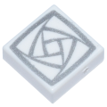 Lego NEW - Tile 1 x 1 with Silver Rotating Squares Pattern~ [White]