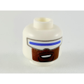 Lego NEW - Minifigure Head Wide Blue Visor Reddish Brown Lower Face with BlackGoatee Patt~ [White]