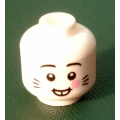 Lego NEW - Minifigure Head Rabbit Teeth Bright Pink Cheeks and Whiskers Pattern -Hollow S~ [White]