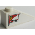 Lego Used - Slope 33 3 x 1 with Ferrari Logo and 'SCUDERIA FERRARI' Pattern on Both Sides~ [White]