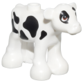 Lego NEW - Calf Baby Cow Friends with Reddish Brown Eyes and Black Spots Pattern~ [White]