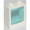 Lego Used - Window 1 x 2 x 2 Flat Front with Trans-Light Blue Glass (60592 / 60601)~ [White]