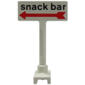 Lego Used - Road Sign Rectangle Axle Pole with Snack Bar Pattern~ [White]
