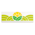 Lego NEW - Tile 2 x 6 with Bright Green and Lime Hills and Yellow Sun Pattern~ [White]