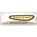 Lego NEW - Slope Curved 4 x 1 x 2/3 Double with Red and Yellow Smile Pattern~ [White]
