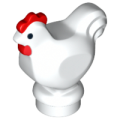 Lego NEW - Chicken Narrow Base with Black Eyes and Red Comb and Wattle Pattern~ [White]