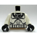 Lego Used - Torso SW Armor Clone Pilot (Clone Wars) Pattern / White Arms / Black Hands~ [White]