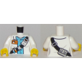 Lego Used - Torso Town Scientist Female with White Shirt Over Medium Blue Shirt NameTag B~ [White]