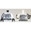 Lego NEW - Torso Ninjago Belts and Carabiner on Ring Pattern / White Arm Left / FlatSilve~ [White]