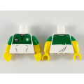 Lego NEW - Torso Jersey Green Top with Sports Logos Pattern / Yellow Arms with MoldedGree~ [White]