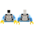 Lego NEW - Torso Racing Suit Bright Light Blue and Coral Stripes White Chest Protector,Sp~ [White]