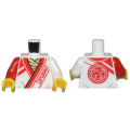 Lego NEW - Torso Robe with Red Trim Lines and Ninjago Logogram 'DOJO' over TanShirt Core ~ [White]