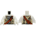 Lego NEW - Torso Skeleton Pirate Tan and Dark Tan Tattered Vest and Dark OrangeShoulder B~ [White]