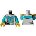 Lego NEW - Torso Jacket over Medium Azure Shirt with Collar White Belt Silver Zipper Buckl~ [White]