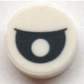 Lego NEW - Tile Round 1 x 1 with Black Eye Partially Closed with Centered Pupil Pattern~ [White]