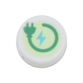 Lego NEW - Tile Round 1 x 1 with Green Electric Power Plug and Medium Azure LightningBolt~ [White]