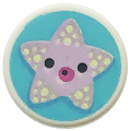Lego NEW - Tile Round 1 x 1 with Lavender Starfish with Black Eyes and Dark Pink Mouthon ~ [White]
