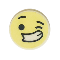 Lego NEW - Tile Round 1 x 1 with Emoji Bright Light Yellow Winking Face Large Smilewith T~ [White]