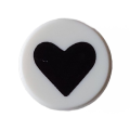 Lego NEW - Tile Round 1 x 1 with Black Heart Pattern~ [White]