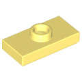 Lego NEW - Plate Modified 1 x 2 with 1 Stud with Groove and Bottom Stud Hold~ [Bright Light Yellow]