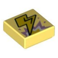 Lego NEW - Tile 1 x 1 with Groove with Yellow Lightning Bolt Metallic Pink a~ [Bright Light Yellow]