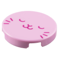Lego NEW - Tile Round 2 x 2 with Bottom Stud Holder with Magenta Sleeping Cat FaceP~ [Bright Pink]
