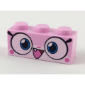Lego NEW - Brick 1 x 3 with Cat Face Wide Eyes and Smiling Open Mouth with One Tooth~ [Bright Pink]