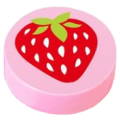 Lego NEW - Tile Round 1 x 1 with Strawberry Pattern~ [Bright Pink]