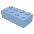 Lego Used - Brick 2 x 4~ [Bright Light Blue]
