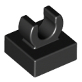 Lego NEW - Tile Modified 1 x 1 with Open O Clip~ [Black]