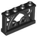 Lego Used - Fence 1 x 4 x 2 Ornamental with 4 Studs~ [Black]