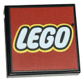 Lego NEW - Tile 2 x 2 with Groove with LEGO Logo Type 2 Pattern~ [Black]