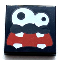 Lego NEW - Tile 2 x 2 with Groove with White Eyes Large Right Eye and Red Wide OpenMouth ~ [Black]