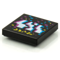 Lego NEW - Tile 2 x 2 with Groove with BeatBit Album Cover - Dark Azure White Magenta and~ [Black]