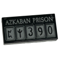 Lego NEW - Tile 1 x 2 with Groove with Light Bluish Gray 'AZKABAN PRISON' and Squares with~ [Black]