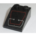 Lego Used - Slope 33 3 x 2 with Silver Circuitry in Red Trapezoid Outline Pattern (Sticker~ [Black]