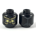 Lego NEW  - Black Minifigure Head Alien with Yellow Eyes with Gold Swirls and Owl