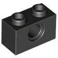 Lego NEW - Technic Brick 1 x 2 with Hole~ [Black]