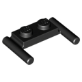 Lego NEW - Plate Modified 1 x 2 with Bar Handles - Flat Ends Low Attachment~ [Black]